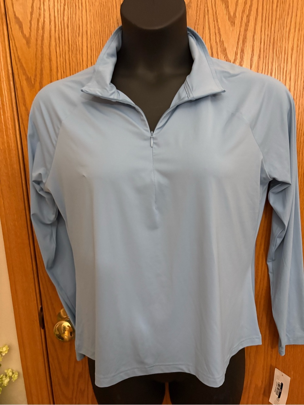 Lands' End Women's Light Blue Long Sleeve Swim Rash/Sun Guard Top - Picture 5 of 10